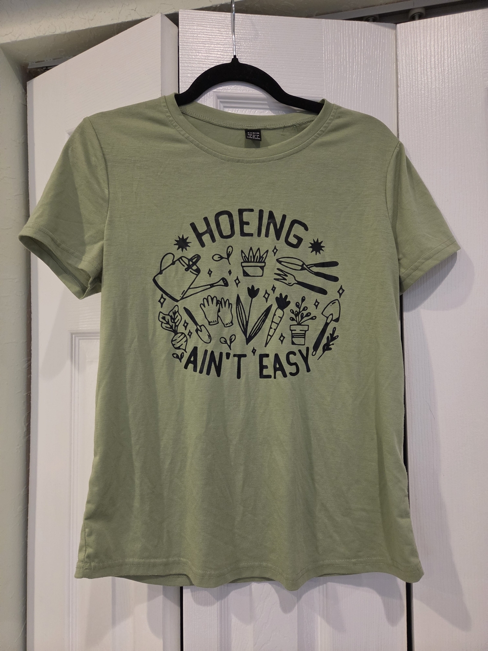 SHEIN Light Green Graphic Tee with Black Print